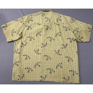 Pelle Pelle Mens XXL Short Sleeve Button Up Shirt Green Logo Y2K Streetweat